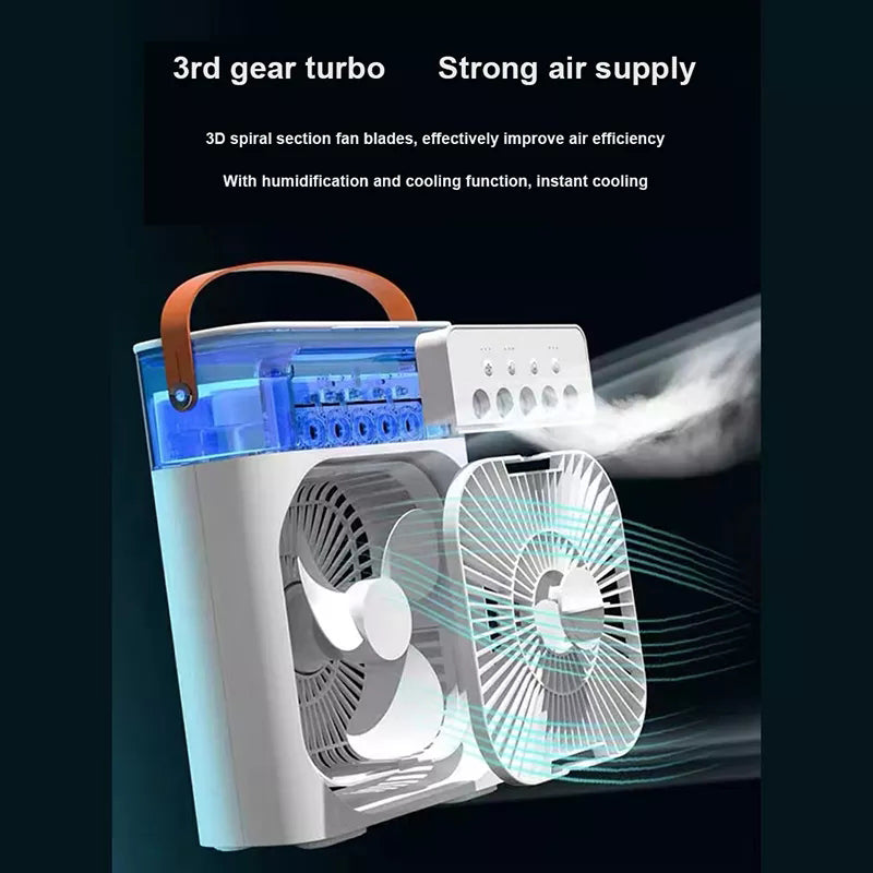 3 In 1 Air Humidifier Cooling USB Fan LED Night Light Water Mist Humidification Fan