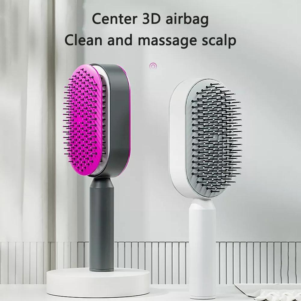 Womens Self-Cleaning Hair Brush with 3D Air Cushion and Scalp Massager