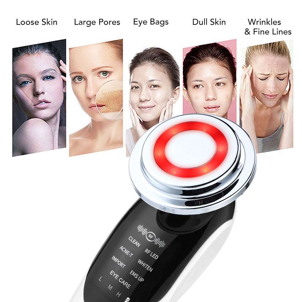 7-in-1 Facial Massager EMS Micro-current Color Light Vibration LED 