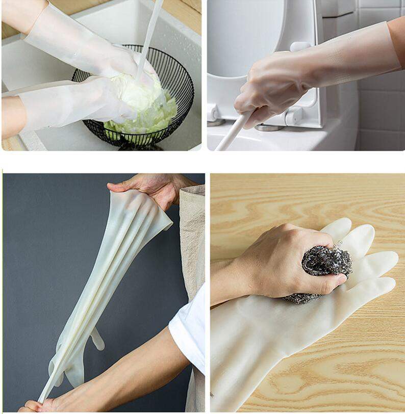 Kitchen dishwashing washing female cleaning housework Ding Qing washing clothes rubber rubber brush bowl gloves winter waterproof