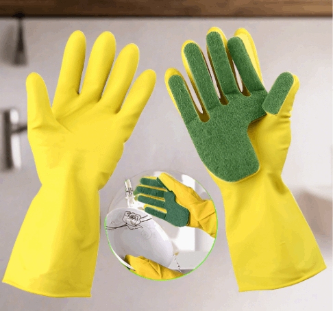 Creative Dish Sponge Fingers Rubber Household Cleaning Gloves 1 Pair