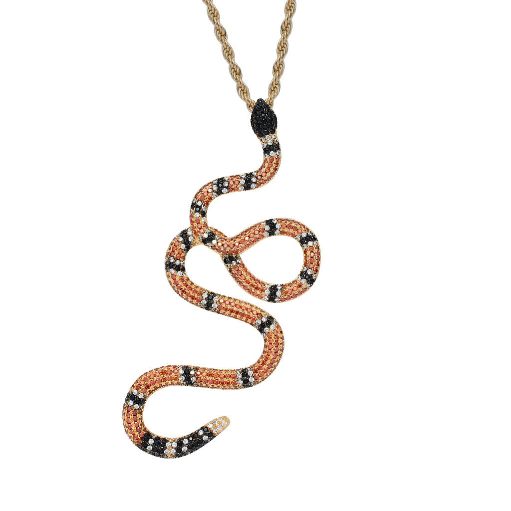 Micro-inlaid zircon color snake pendant