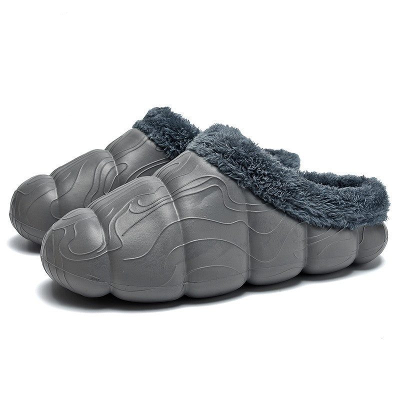 Home Indoor Platform Fleece-lined Contrast Color Cotton Slippers