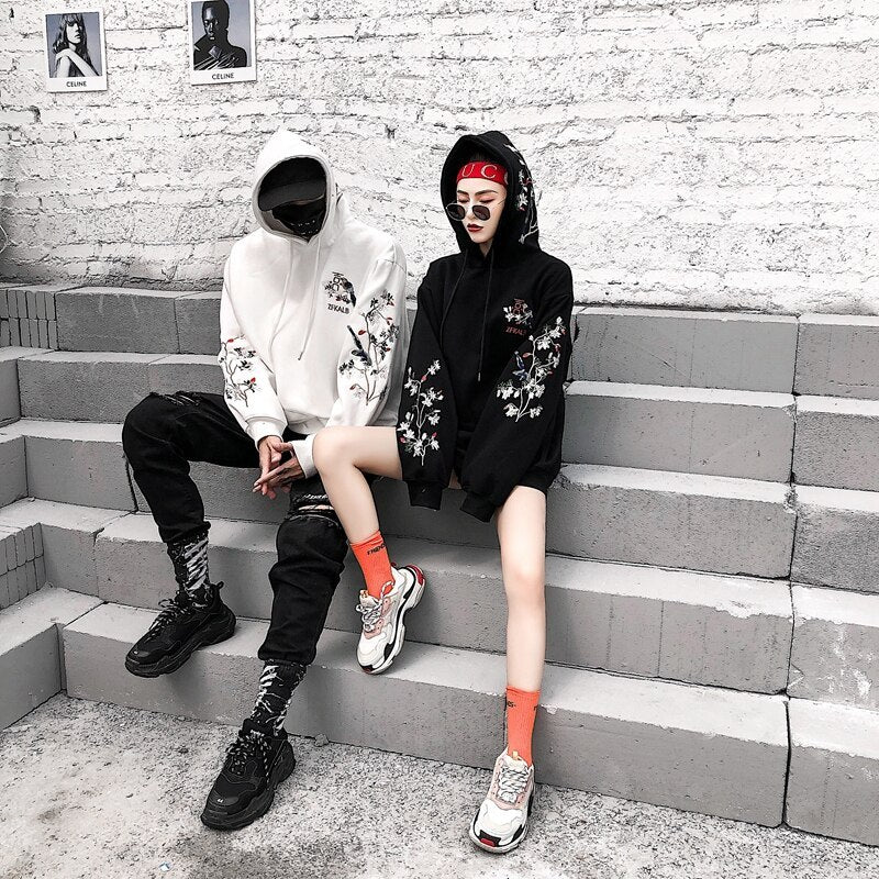 Embroidered winter couple hoodie