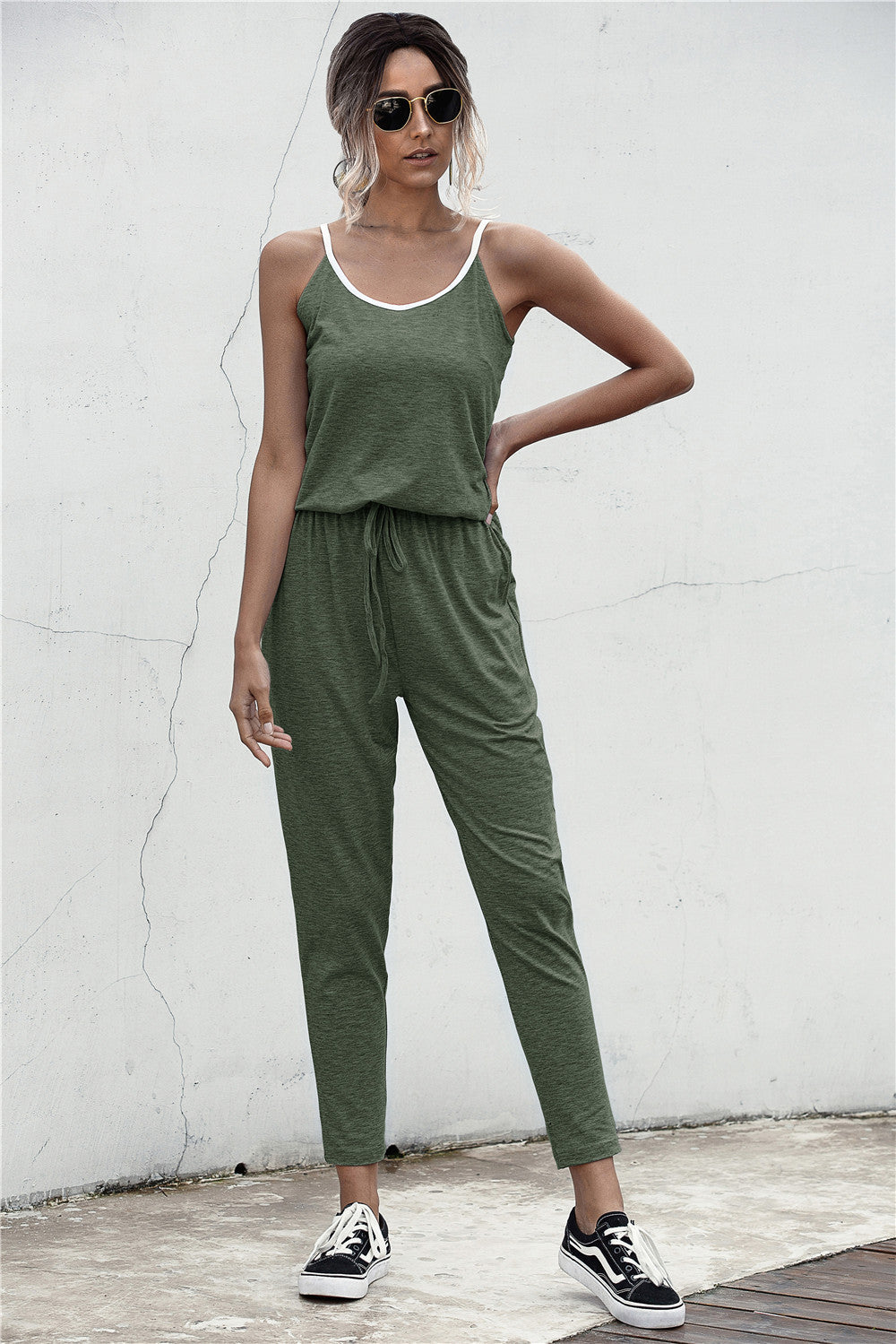 Summer New Color Matching Suspender Jumpsuit