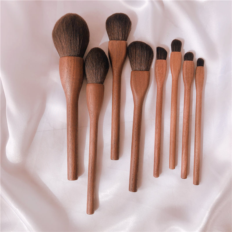 Wood Handle Makeup Brush Set  Eye Eyeliner Powder Foundation Makeup