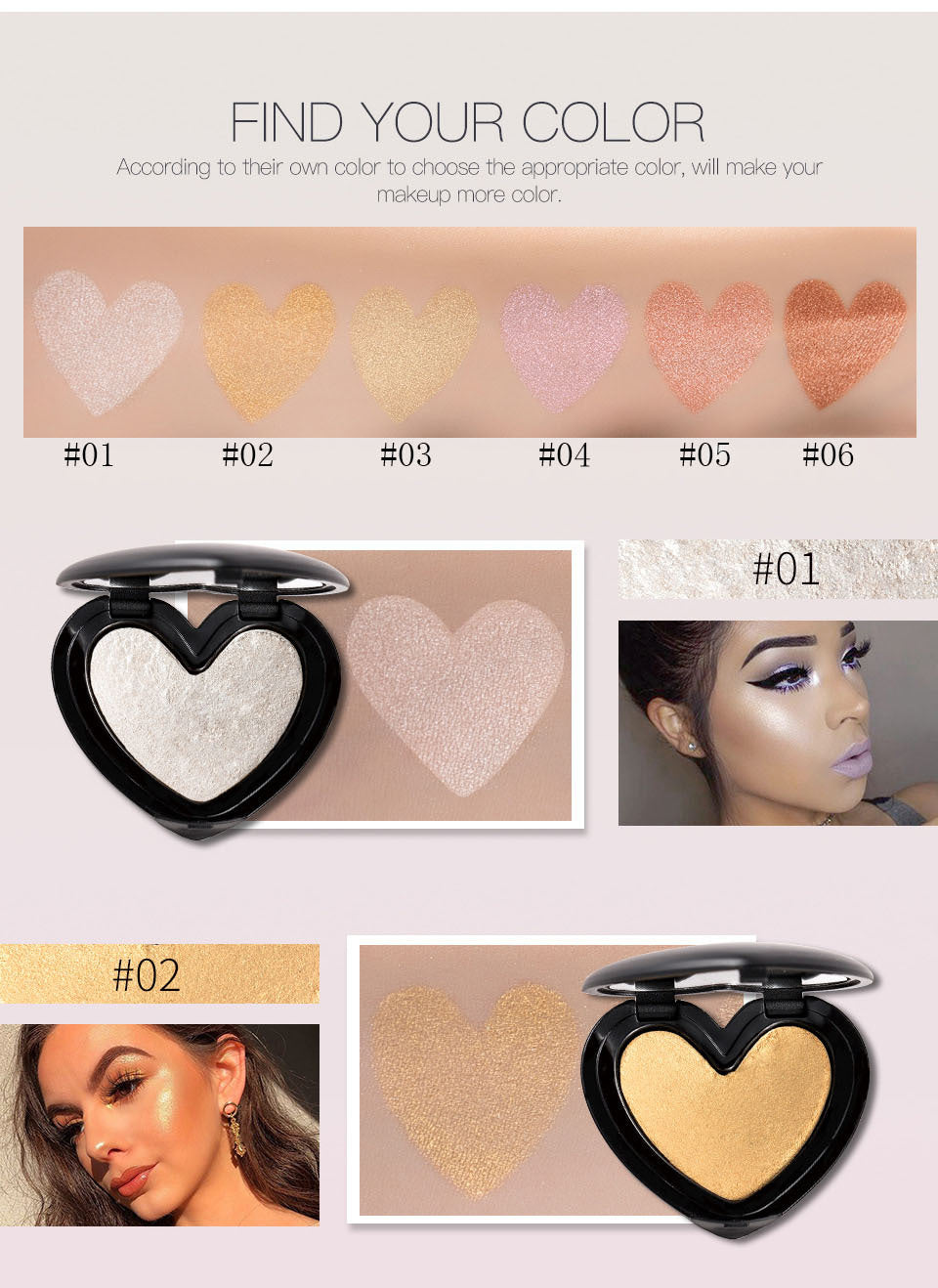 Gold Highlighter Palette Cosmetic Iluminada Face Contour Glow Makeup