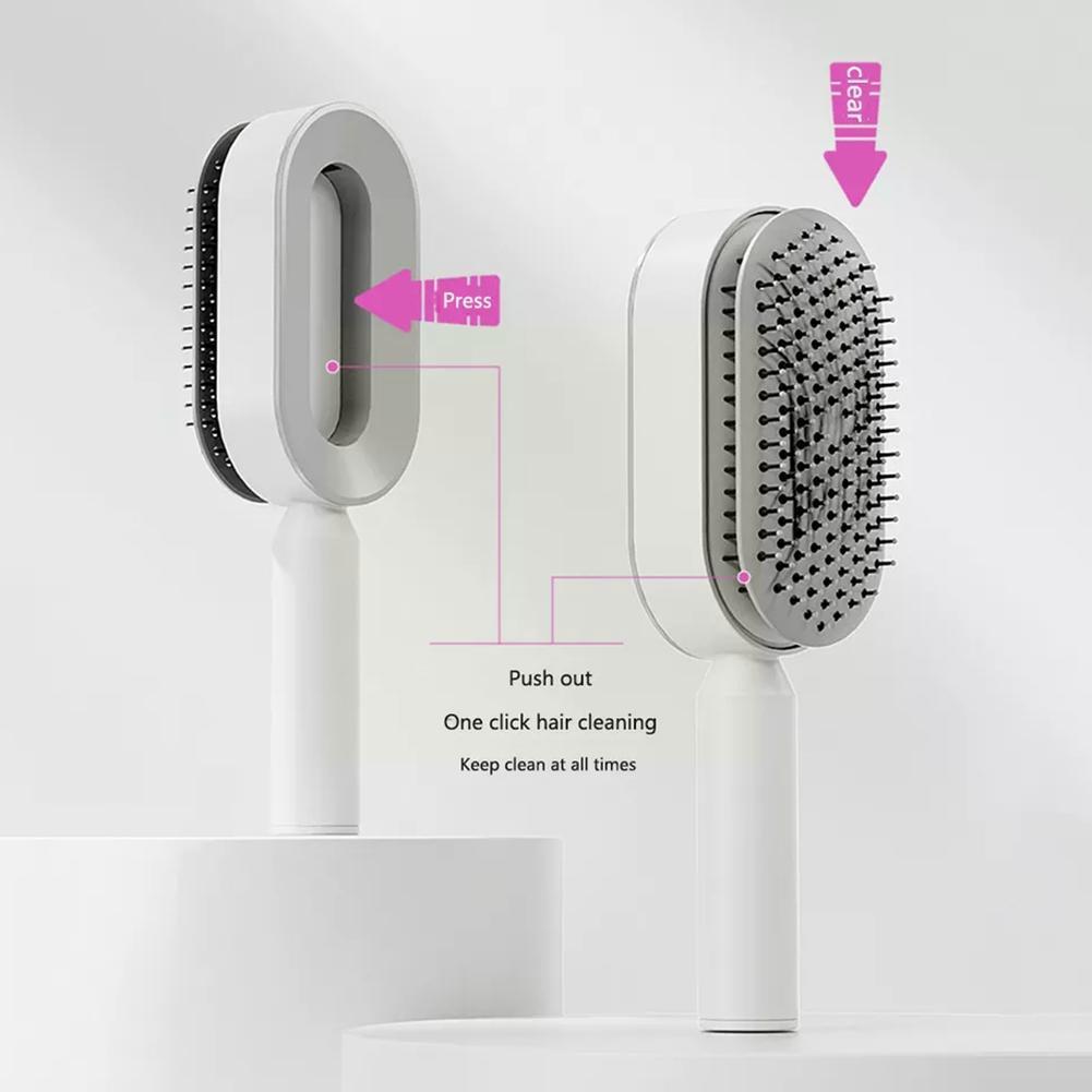 Womens Self-Cleaning Hair Brush with 3D Air Cushion and Scalp Massager