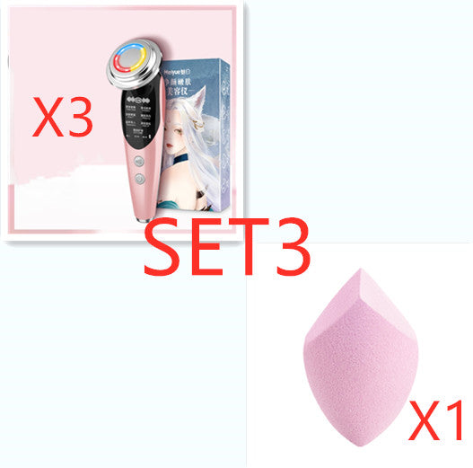 Household Facial Massage Importer With Double-sided Oblique Cut Puff Set