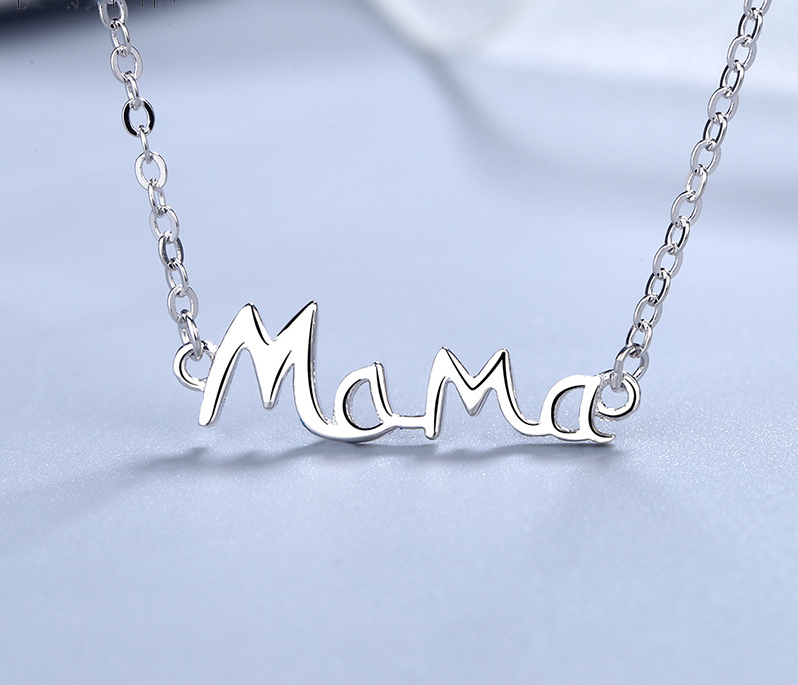 S925 Sterling Silver English Letter MaMa Necklace