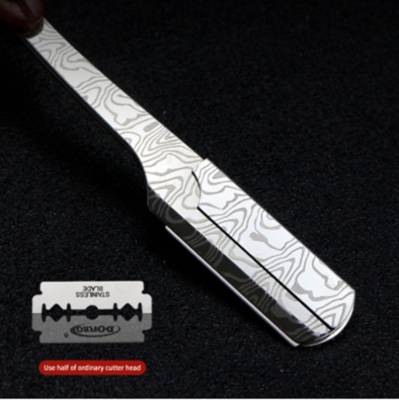 Damascus Spider Wood Grain Stainless Steel Folding Razor