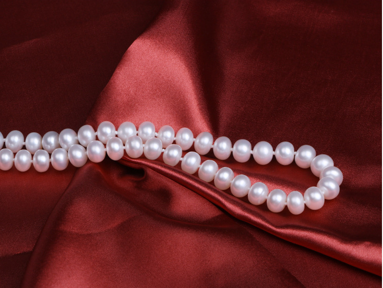 Pearl Necklace Female 9-10MM Oblate Beaded Mother Chain Gift Jewelry Freshwater Pearl Necklace