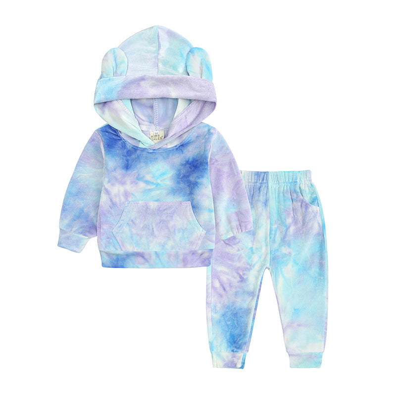 Two Sets Of Tie-Dyed Velvet Hoodie And Trousers