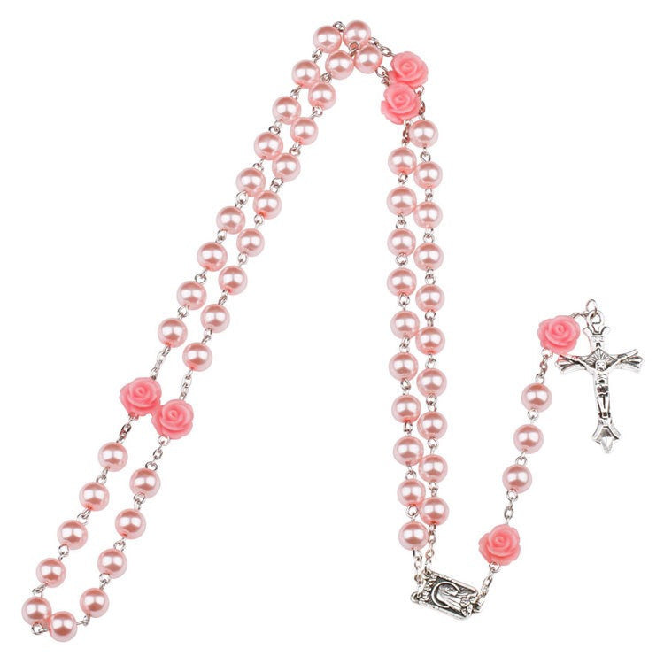 Cross Long Necklace 9-Character Needle Bead Necklace Jesus Necklace