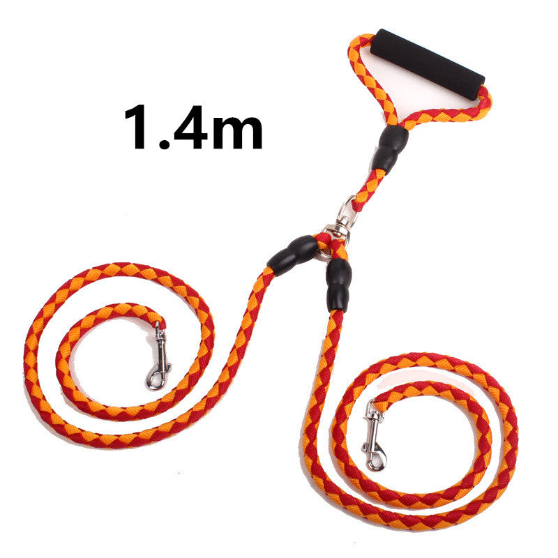 The Dog Hand-Double-Ended Traction Rope One Plus Two Leash Collar