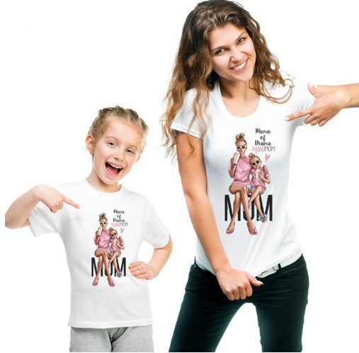 Red Dress Print Love Gift Family Look Mother Daughter Clothes