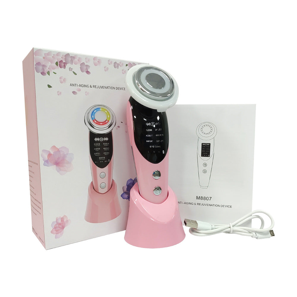 7-in-1 Facial Massager EMS Micro-current Color Light Vibration LED 