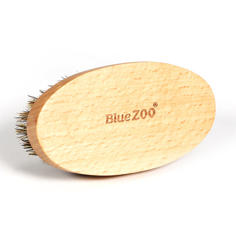 Oval BlueZoo Men Care Flower Bristle Beech Wood Color Beard Hair Brush