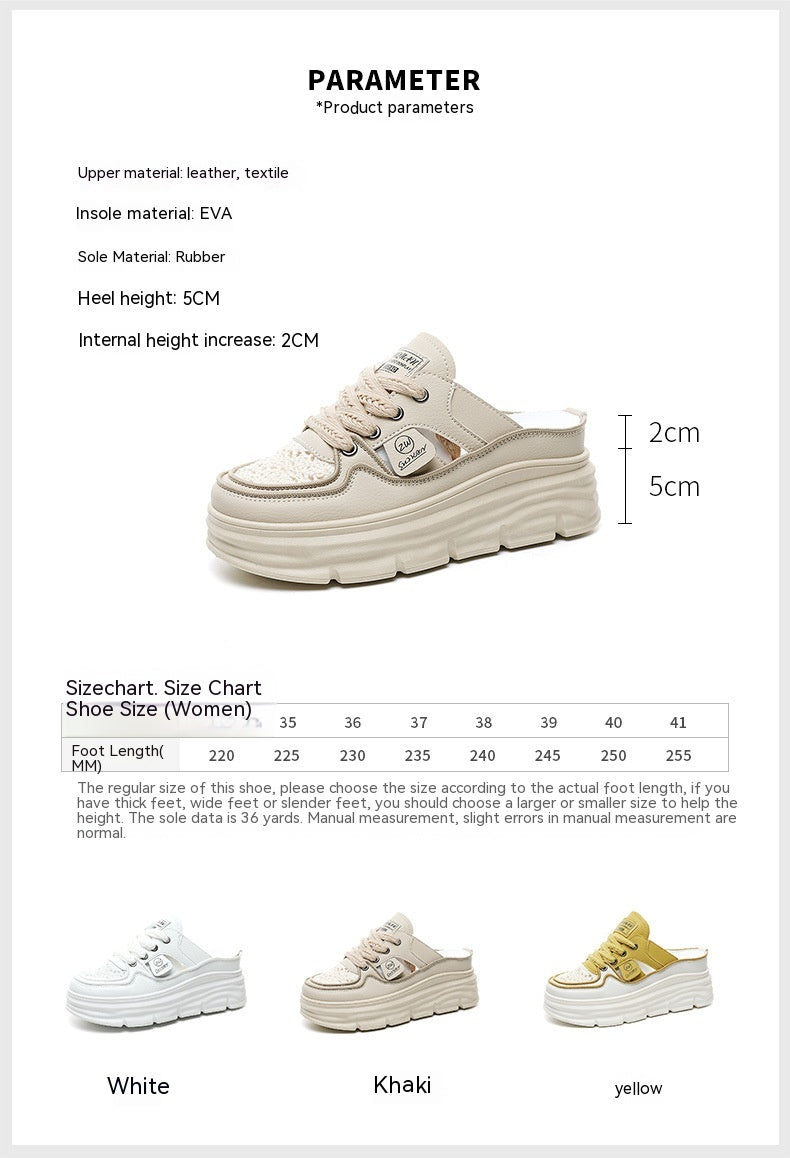 Summer Hollow-out Platform Plus Size Height Increasing Insole Woven Casual Shoes