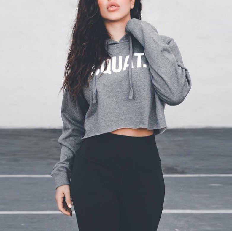 Women Fashion Long Sleeve Crop Top Loose Hooded Harajuku Style