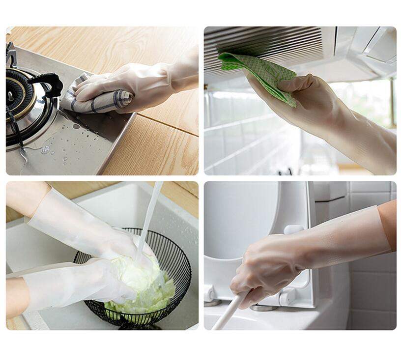 Kitchen dishwashing washing female cleaning housework Ding Qing washing clothes rubber rubber brush bowl gloves winter waterproof