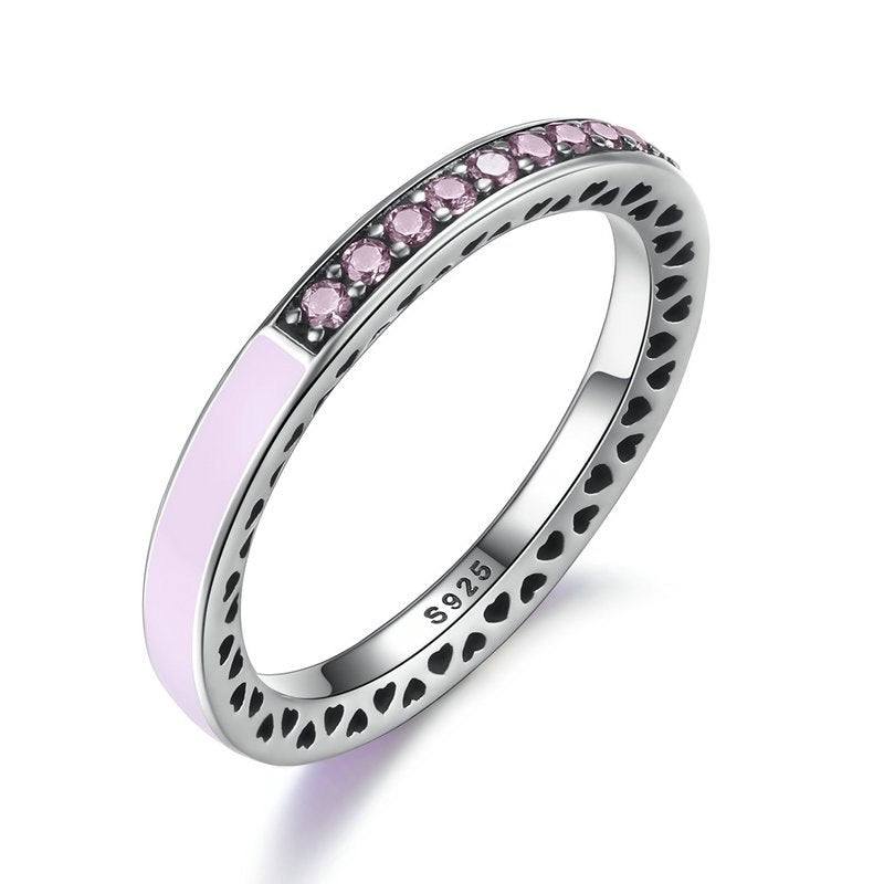 925 sterling silver radiant hearts enamel clear cz finger ring women