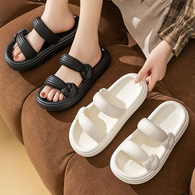 Bow Design Slippers Fashion Summer New House Shoes For Women Thick-soled Non-slip Floor Bathroom Home Slippers