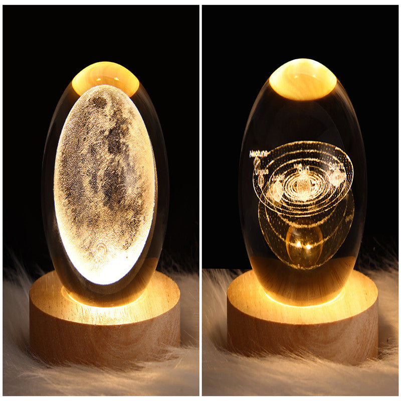 LED Night Light Galaxy Crystal Ball Table Lamp Bedroom Home Decor