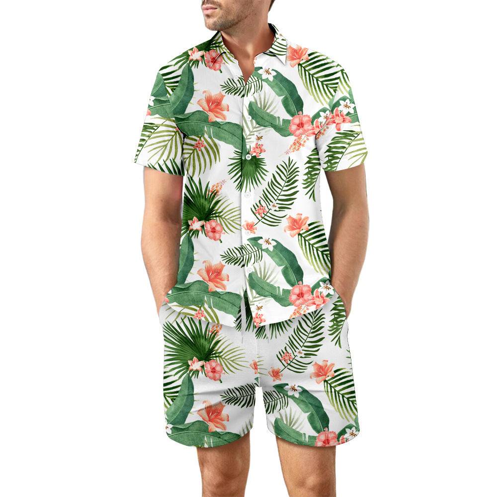 Printed Beach Shirt Suit with Top and Shorts 2Pcs Perfect for Summer