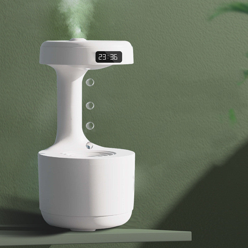 Anti-Gravity Bedroom Humidifier with Clock and Drop Water Diffuser