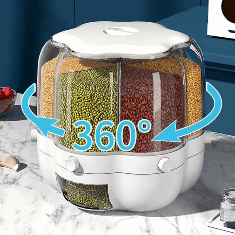 360 Rotating Sealed Rice Dispenser for Large Food Storage Kitchen