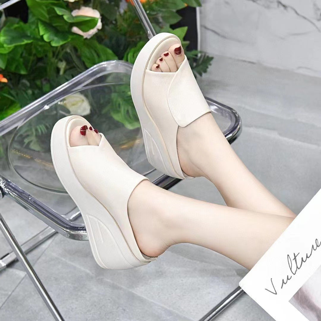 New Real Soft Leather Wedge Sandals Women's Summer