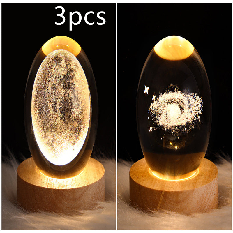 LED Night Light Galaxy Crystal Ball Table Lamp Bedroom Home Decor