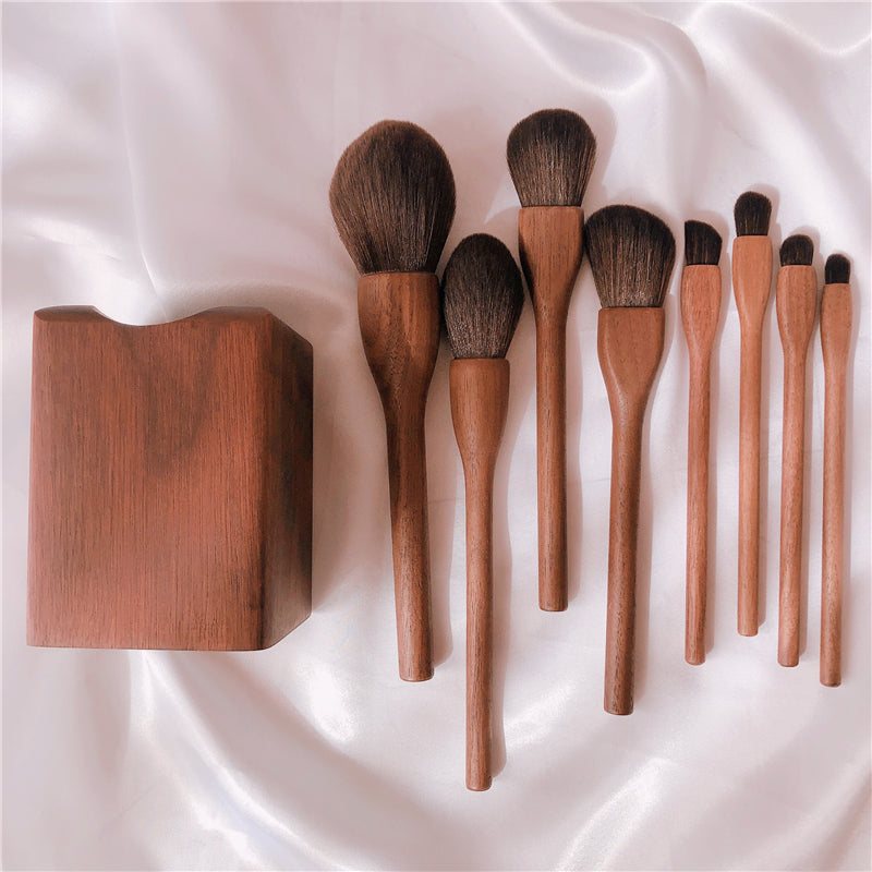 Wood Handle Makeup Brush Set  Eye Eyeliner Powder Foundation Makeup