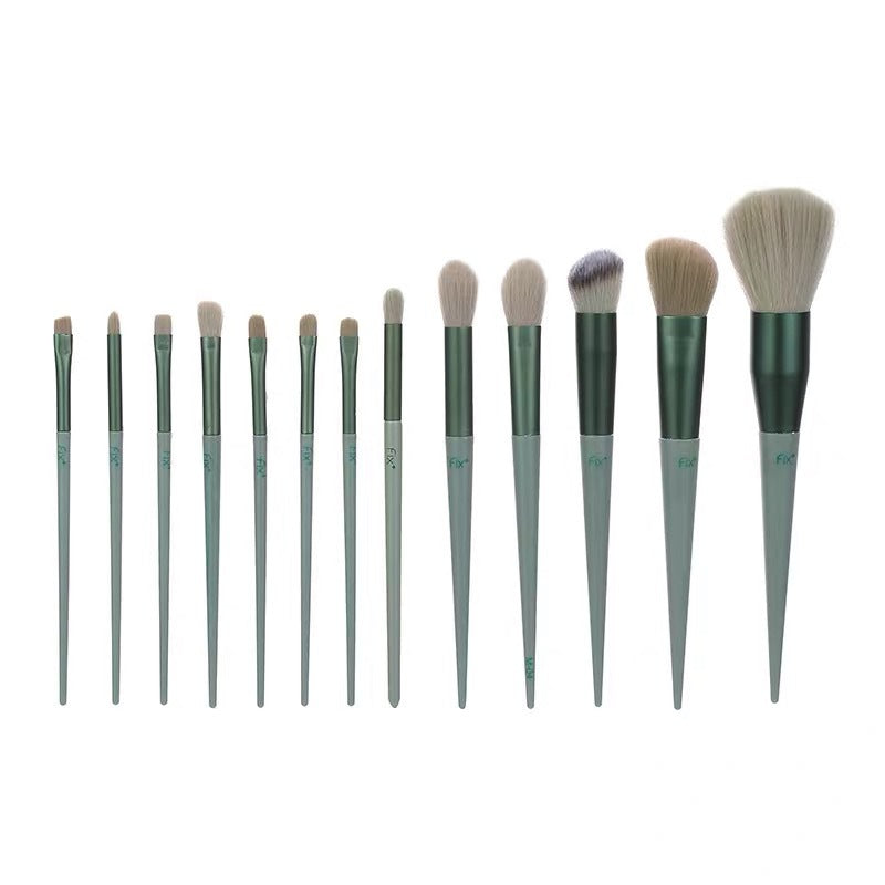 Set Of 13 Four Seasons Green Makeup Brushes