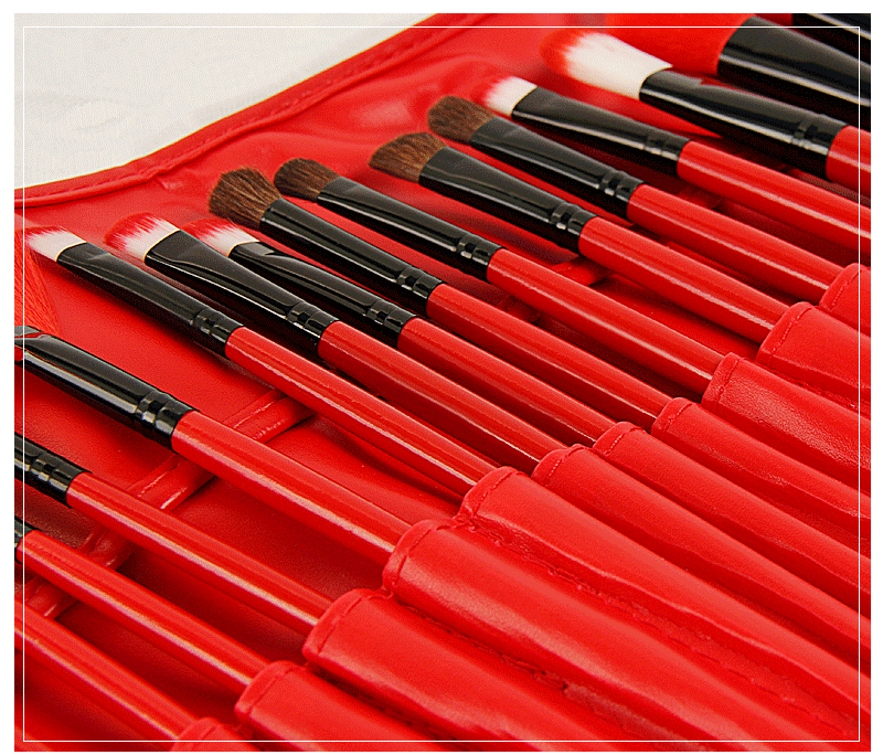 24 big red makeup brushes