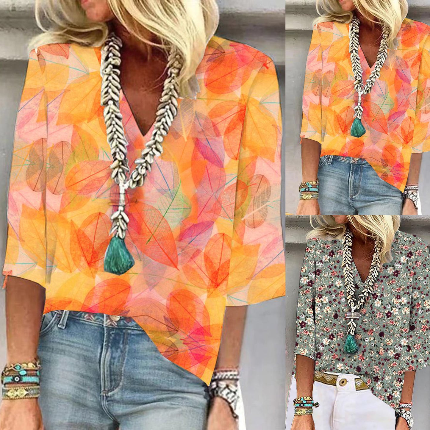 Retro Printed Bohemian Fashion Short Sleeve