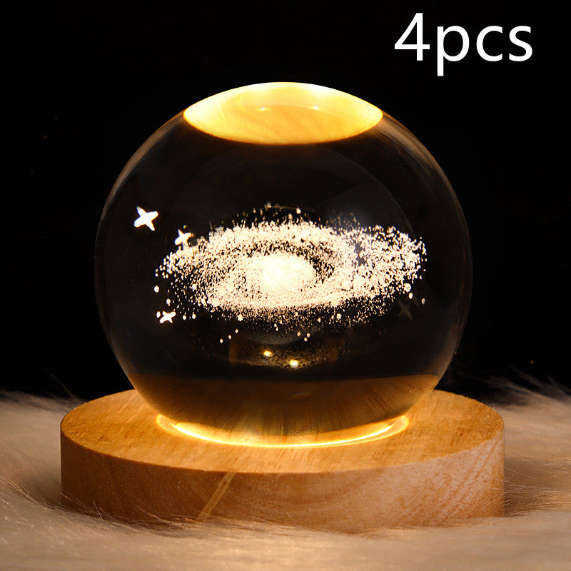 LED Night Light Galaxy Crystal Ball Table Lamp Bedroom Home Decor