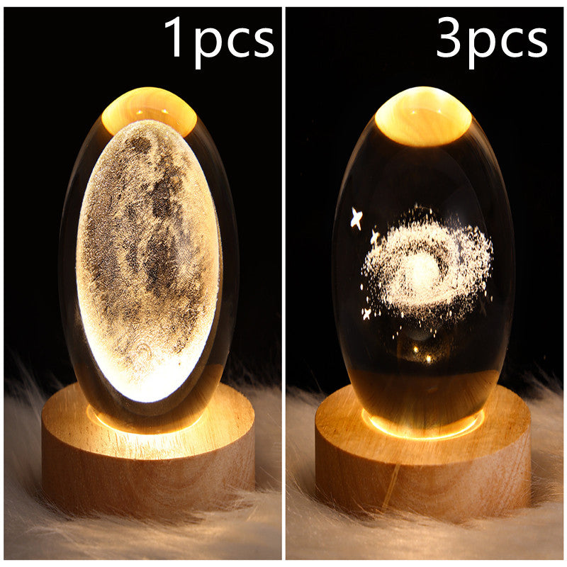 LED Night Light Galaxy Crystal Ball Table Lamp Bedroom Home Decor