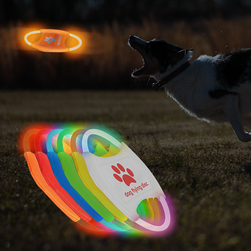 Dog Flying Discs Light Glowing LED Luminous Training Interactive Toys Game