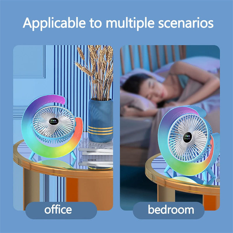 New Bright Night Light Charging Fan Silent and Portable Mini Fan USB