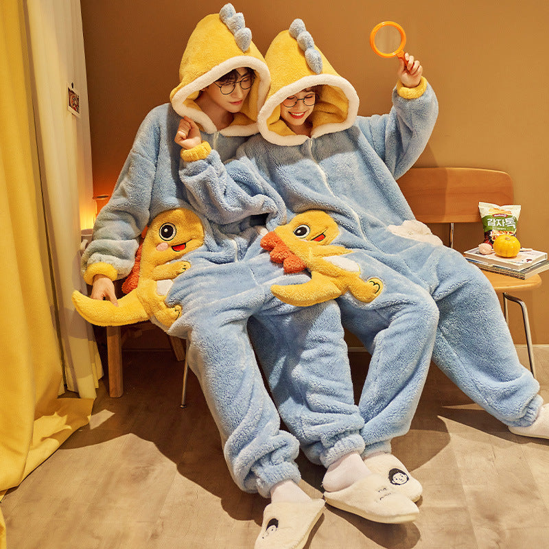 Couple Pajamas Female Coral Animal Pajamas Men Dinosaur One-piece sets