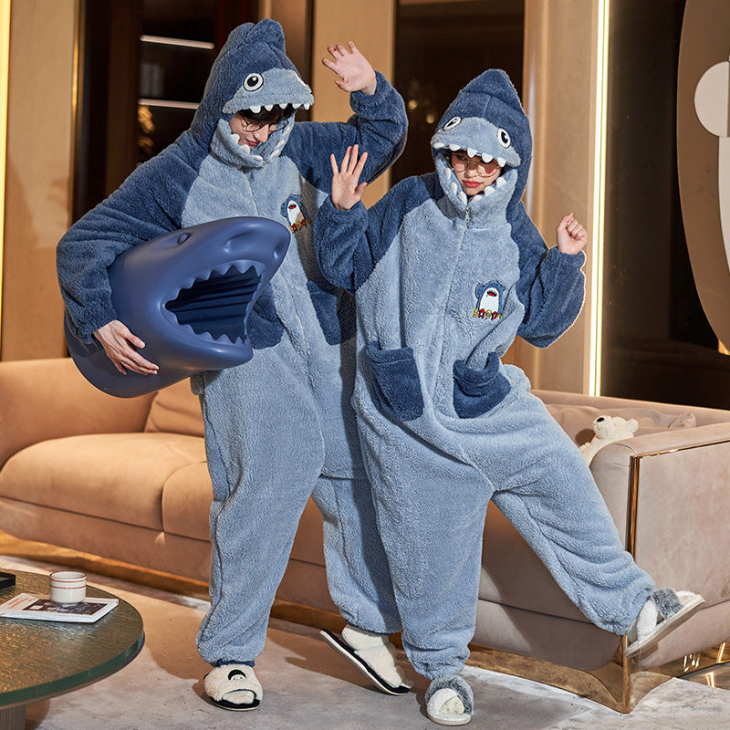 Couple Pajamas Female Coral Animal Pajamas Men Dinosaur One-piece sets