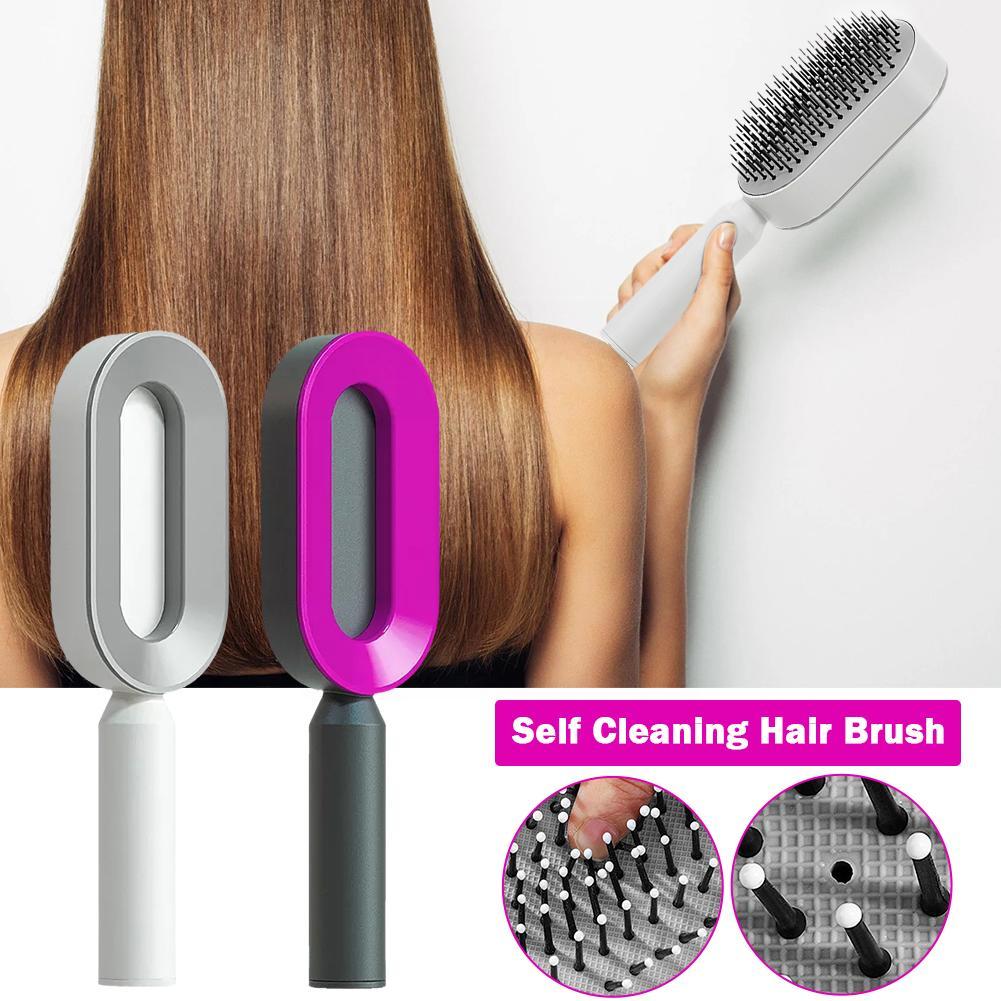 Womens Self-Cleaning Hair Brush with 3D Air Cushion and Scalp Massager