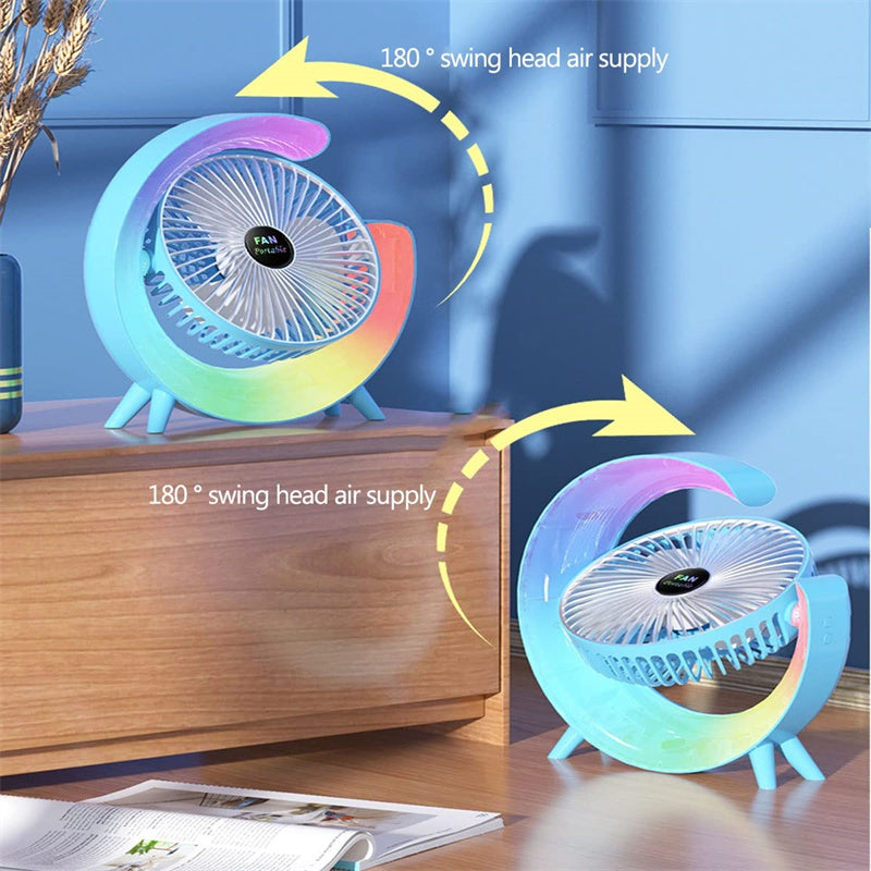 New Bright Night Light Charging Fan Silent and Portable Mini Fan USB