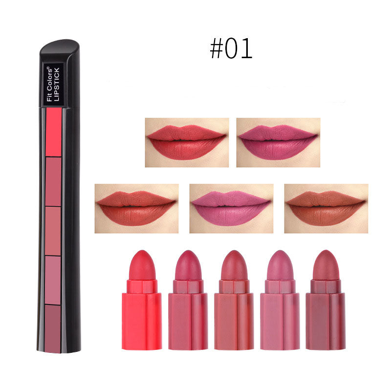 Matte 5-color Lipstick Set Velvet Lip Stick Non-stick Long Lasting Waterproof Sexy Red Lipstick