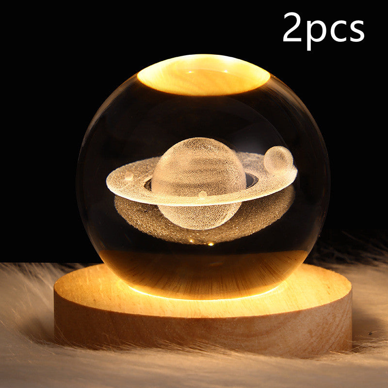 LED Night Light Galaxy Crystal Ball Table Lamp Bedroom Home Decor