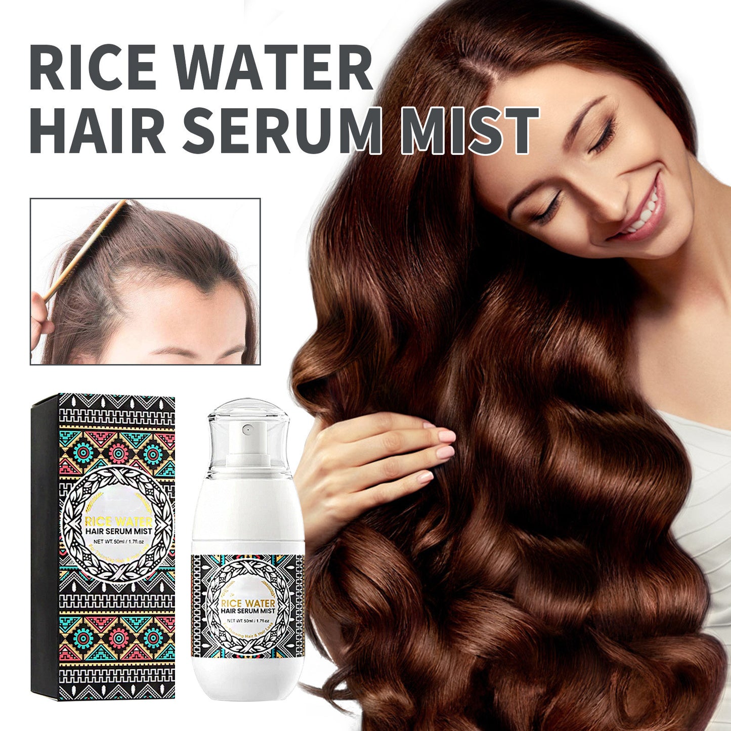 Rice Water Hair Care Spray Moisturizing Massage Scalp