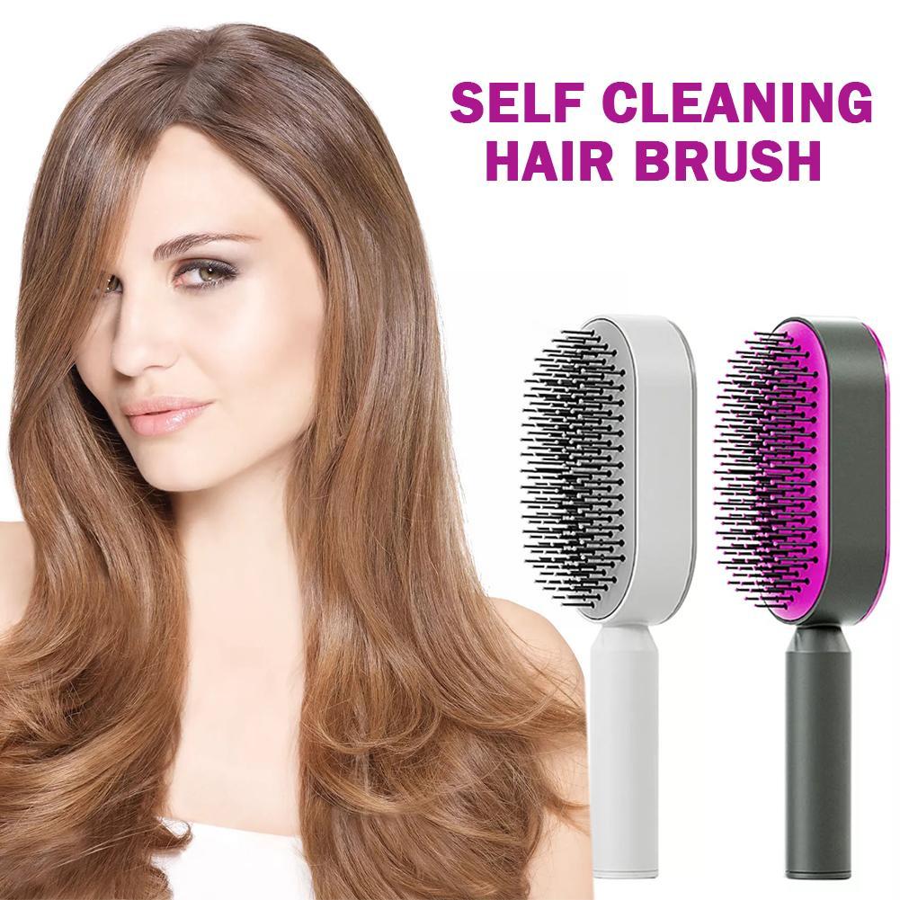 Womens Self-Cleaning Hair Brush with 3D Air Cushion and Scalp Massager