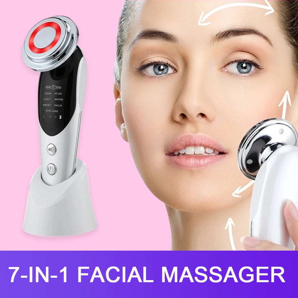 7-in-1 Facial Massager EMS Micro-current Color Light Vibration LED 